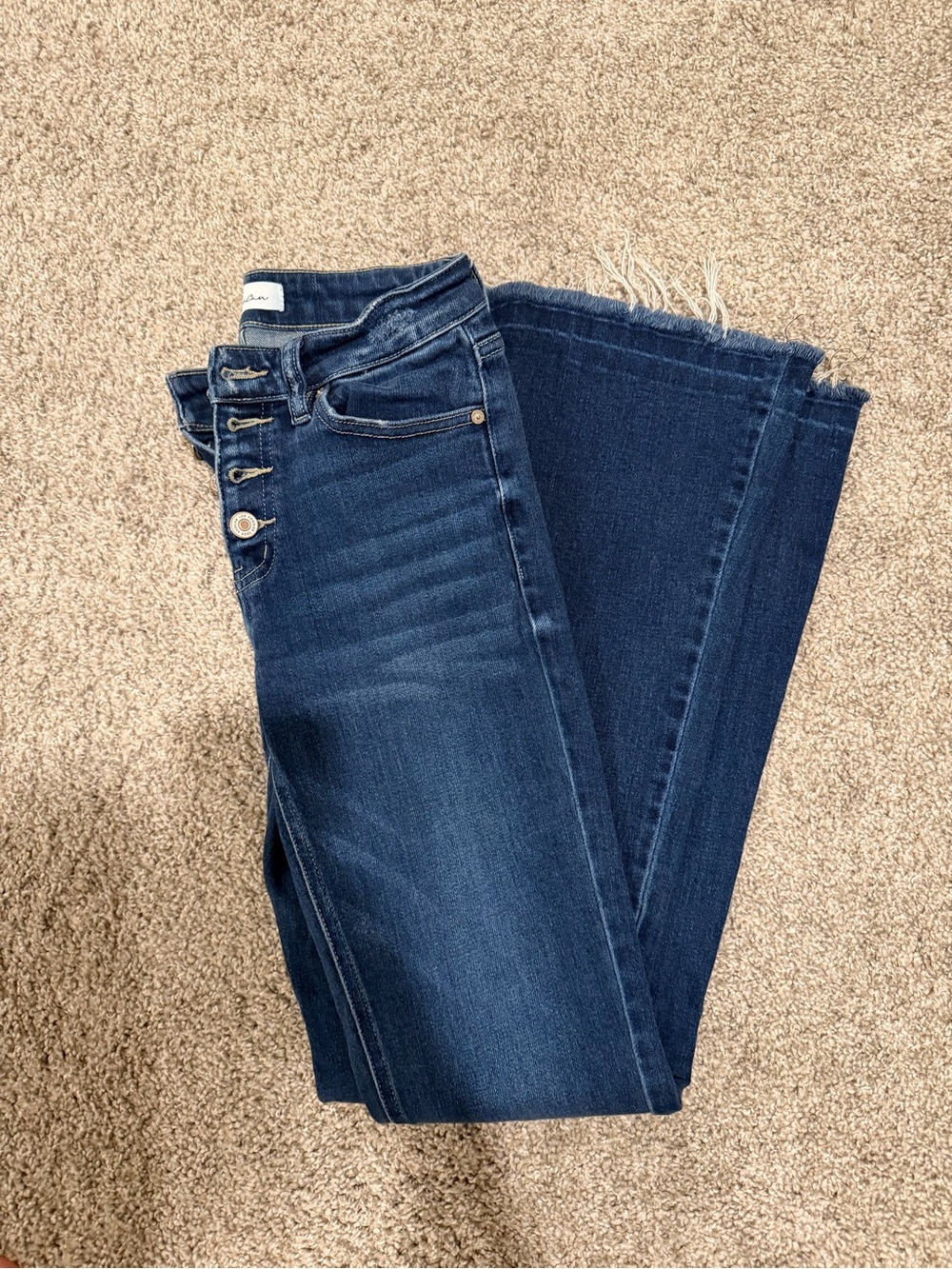 Dark Blue Women's High-Rise Button-Fly Jeans